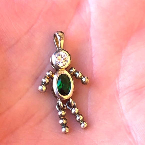 Sterling Silver Baby Boy Charm With Birthstone CZs | Tommyway Jewelry | 925 Silver Charm